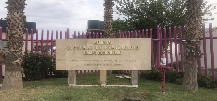 Besuch der Gedenkstätte „Denkmal Feminizidopfer Baumwollfeld“ („Memorial Victimas de Feminicidio Campo Algodonero“)